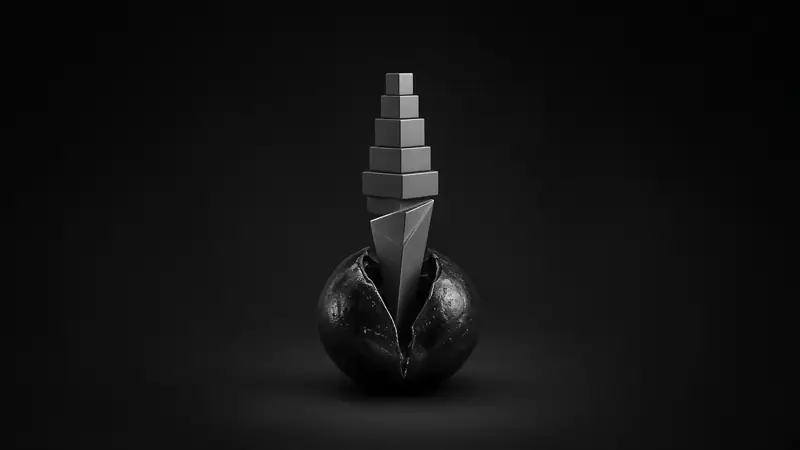 Semilla abierta de la que crece una torre de bloques